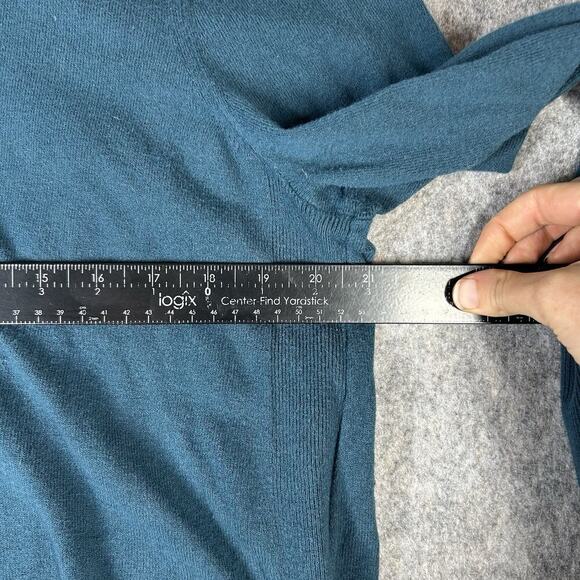 J Jill Tunic Sweater Womens Large Rounded Neck Turquoise Blue Pullover Cotton - Picture 3 of 8